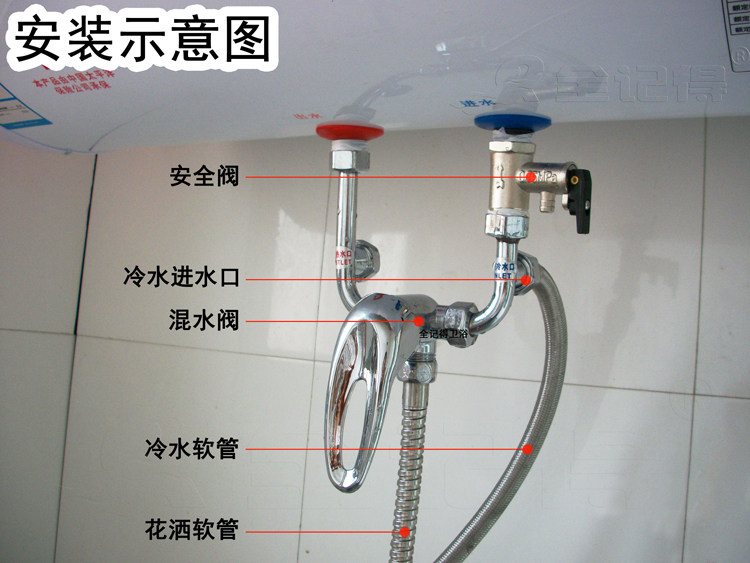 电热水器混水阀明装开关冷热混合阀u型出水龙头淋浴花洒配件