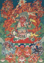 Tibetan Guardian Deity Statue Sister Guardian Deity Big red division command Lord Rhinoceros armor Protector Leather armor Protector Statue Photo over-plastic