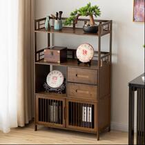 茶柜置物架茶水架置物架子楠竹多宝阁博古架实木多层茶叶柜落地泡