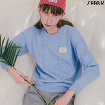 SHARK Sa carved round neck pullover pit striped sweater autumn and winter loose sky blue hipster sweater original