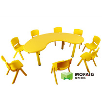 Moon table Plastic childrens table Kindergarten table Learning table Curved table Childrens plastic table and chair Lift game table