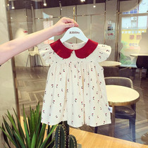 Girls Dress 2022 Summer Children's Western Style Doll Collar Pure Cotton Fresh Baby Infant Skirt