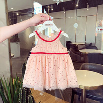 girls' yarn dress summer foreign style 2022 Korean style baby dress puffy mesh children's princess suspender dress