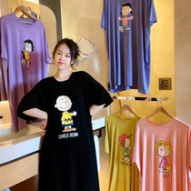 Cute Cartoon Girl Sleeping Dress Woman Summer Short Sleeve Modell Day Department Loose Sleeping Clothes Fat MM Thin Pregnant Womans Home Clothes