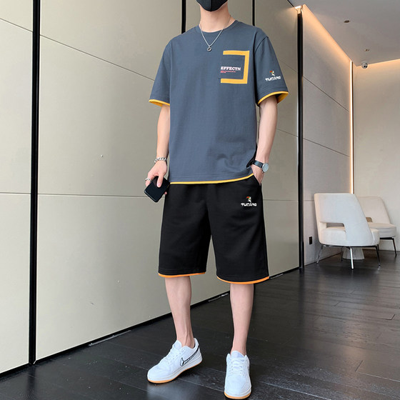 Woodpecker sports suit men's summer thin casual shorts shorts set with handsome work clothes pure cotton trendy brand Woodpecker sports suit men's summer thin casual shorts shorts set with handsome work clothes pure cotton trendy brand