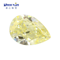 Goose Yellow Pear Shaped Ice Blossom Cut Zircon Bare Stone Drop Shaped Amber Synthetic CZ High Carbon Drill Burst Imitation Drill