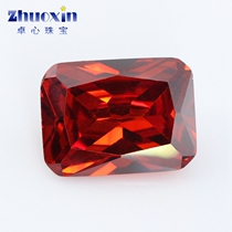 Pomegranate red large red zircons stone rectangular chamfered nude rock small anise artificial medecine crystal drill accessories diy