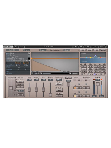 Waves16 IR1 Convolution Reverb Reverb 후면 플러그인 배열 Studioone 효과 Waves16 IR1 Convolution Reverb Reverb 후면 플러그인 배열 Studioone 효과