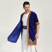 New Ethnic minority costume performance Xinjiang men Uyghur adult dance clothing black blue vest