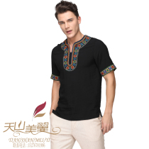 Summer new Xinjiang ethnic men and women style short sleeve embroidered Tianshan beautiful wing multi-color shirt T-shirt couples