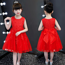 Childrens summer dress rehearsal dress dress Dress Dress Girl Foreign Air Performance Big Red Princess Fluffy Dress