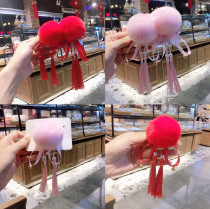 Childrens Chinese Wind Gust The Year of the Year Red Festive Headwear Girl Red Hairy Balls Haircut New Year Hair Accessories For Girls Red Hair Sweater