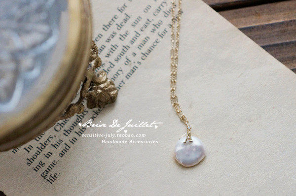 独家~amour 巴洛克风淡水珍珠 字母项链锁骨链_珠宝/配饰/女装/流行