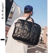 BOMaple business tote bag vintage bag mens Korean casual trend fashion large capacity computer briefcase