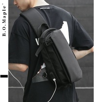 BOMaple IPAD flat chest bag mens one-shoulder cross-body bag tide brand large capacity waterproof rucksack rechargeable backpack