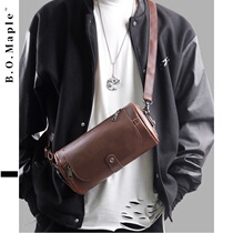 BOMaple 2022 retro male bag Tide Card Locomotive Bag Cylinder Bag Small Backpack Youth Casual Single Shoulder Diagonal Satchel Bag