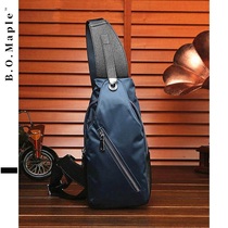 BOMaple premium mens chest bag cross-body bag tide brand casual waterproof Oxford canvas with leather one-shoulder bag
