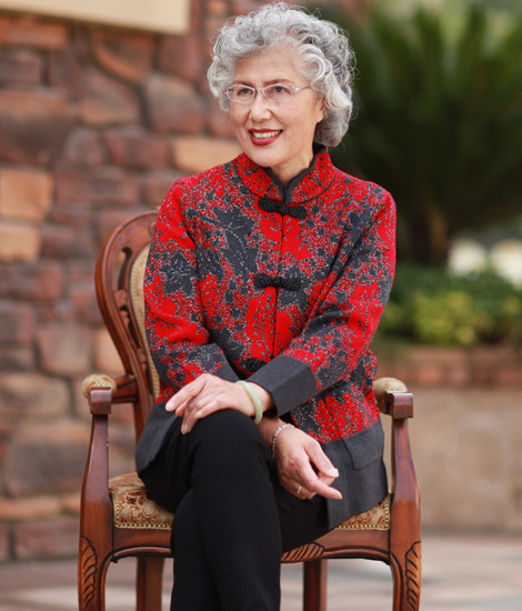 秋冬保暖奶奶装毛呢外套喜庆老年人女装 送外婆姥姥服饰羊毛开衫