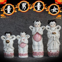 Ceramic golden boy Jade female funeral supplies burial goods storage burial Ashes box ornaments sacrificial mens and womens clothes