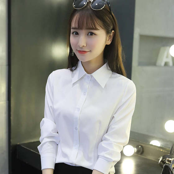 White shirt women's long -sleeved occupation spring, autumn and summer short -sleeved loose work clothes formal dress large -size workers, women's white shirts White shirt women's long -sleeved occupation spring, autumn and summer short -sleeved loose work clothes formal dress large -size workers, women's white shirts