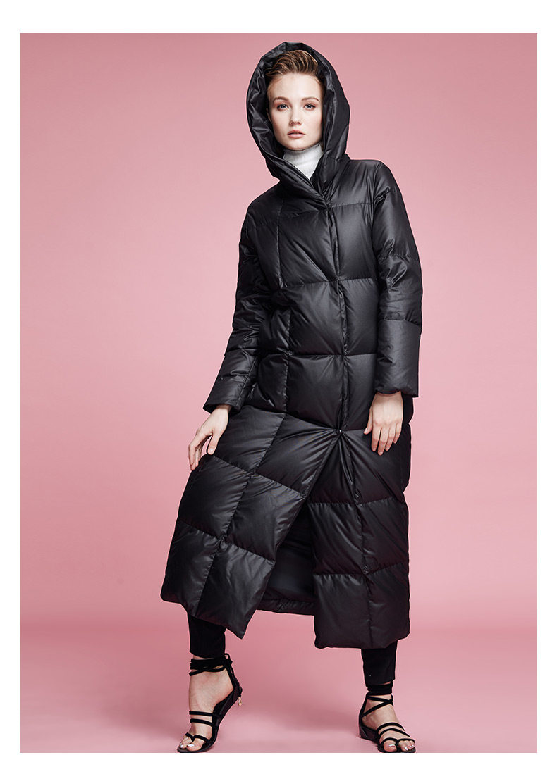 弗洛拉2017冬季新款欧美加厚长款羽绒服女长过膝连帽欧洲站高端潮