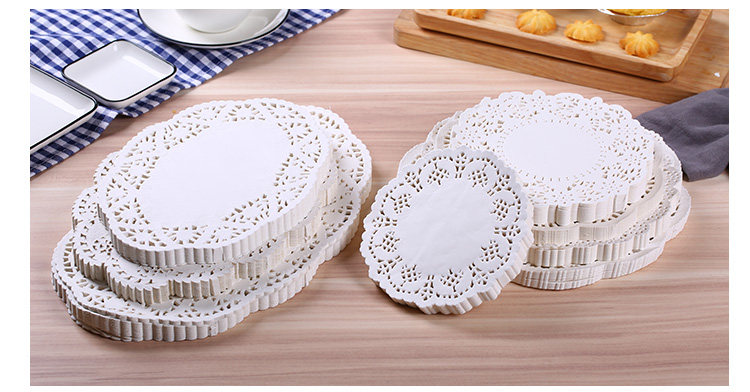 原木浆花底纸椭圆形花边底纸垫 蛋旦形吸油纸 小吃油炸食品垫盘纸