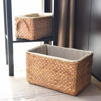 Pastoral grass woven basket storage basket clothes frame snack box toy clothing storage box dirty clothes basket