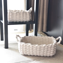 Simple cotton thread storage basket storage basket home desktop debris finishing basket frame fabric weaving storage basket clothing basket