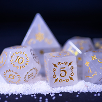 White crystal DnD dice running group dragon with underground city COC dice ksuk suru TRPG natural gem dice 20 noodles