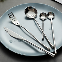 Branch handle 304 stainless steel knife fork spoon open stomach dish tablespoon tea longer handle ice spoon ins Japanese style foreign trade outlet