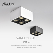 No main light Lighting LED downlight four-head spotlight living room household square COB box fighting light grille light