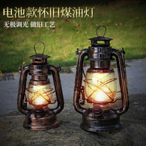Retro nostalgic LED antique kerosene lamp wall lamp outdoor European Teahouse hotel door front lamp Creative lamp