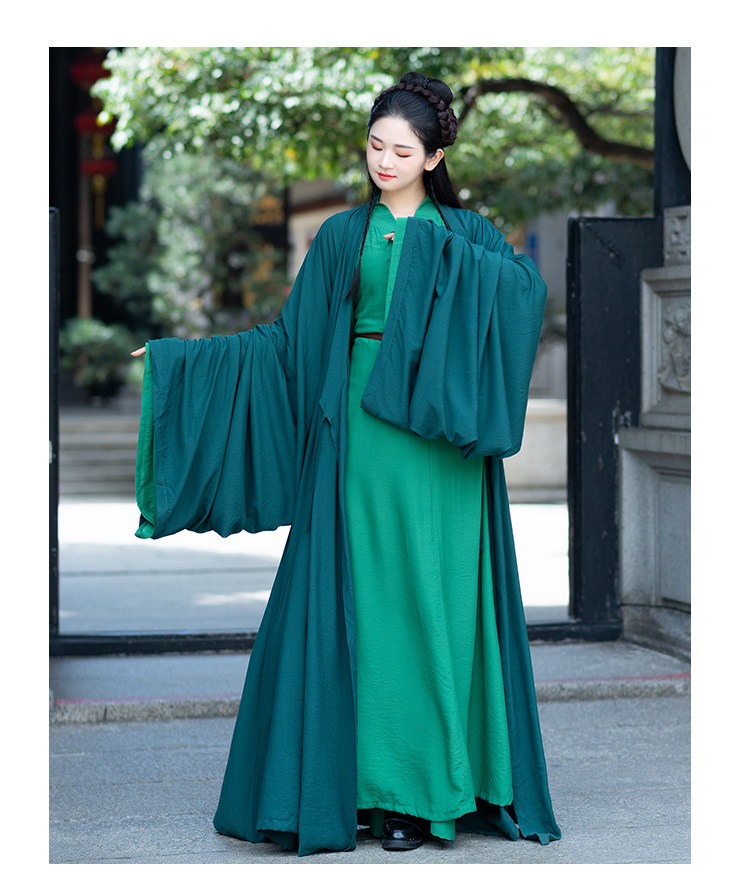 逍遥游魏晋风汉服直裾浅交领广袖襦裙套装男女同款大袍子