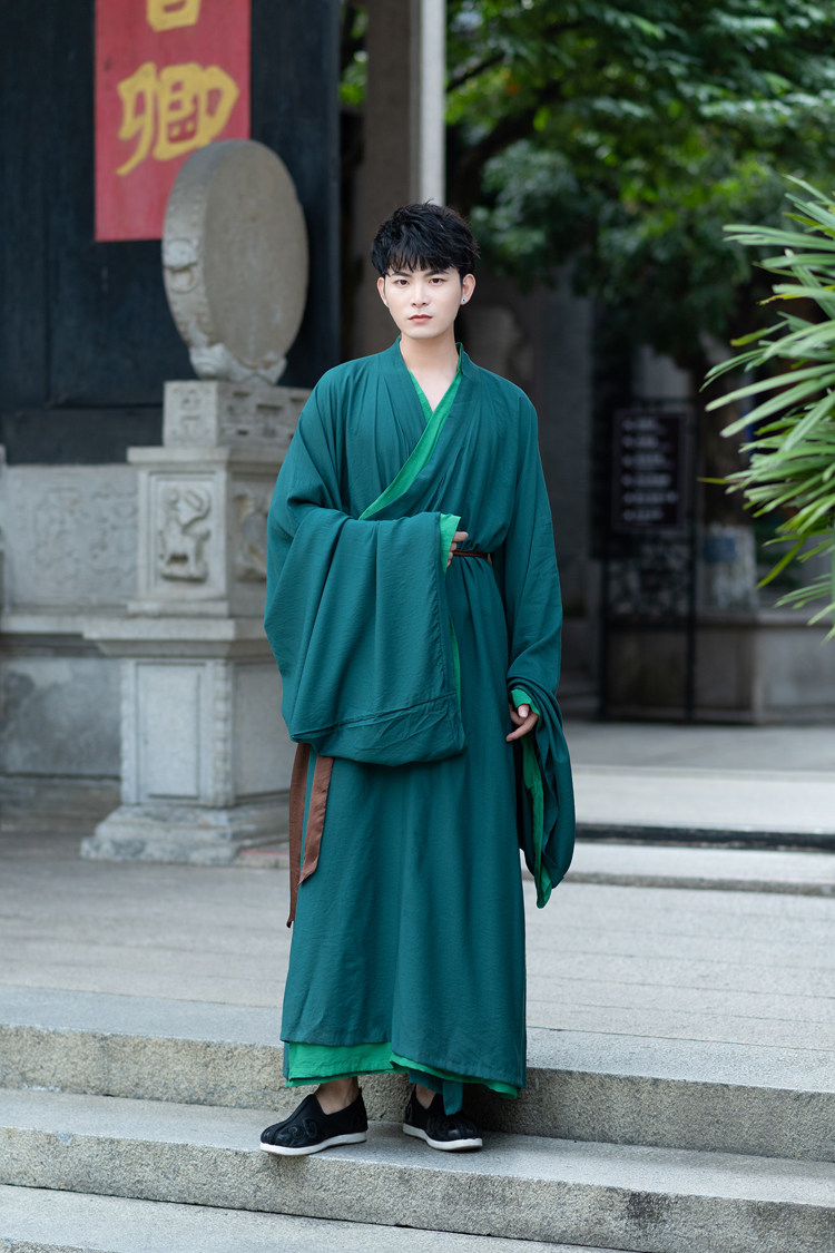 5963逍遥游 魏晋风 汉服直裾浅交领广袖襦裙 套装 男女同款大袍子