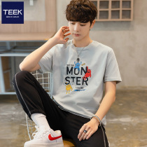 TEEK Pure Cotton T-Shirt Man Short Sleeve Summer New Teen Day Edition Fun Cartoon Print Compassionate Half Sleeve Shirt Tide