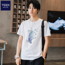 TEEK 2022 Summer New Cotton Half - sleeved Teen Feather Thin Summer Short Sleeve T - shirt Men Ice Wire Clothes