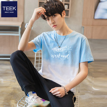 TEEK Summer dyes short sleeve t shirt men trend Hangyu young half sleeve shirt brand pure cotton clothes gradually change color