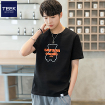 TEEK short sleeve t-shirt male pure cotton new tide card summer 100 hitch student small bear printed half sleeve blouse jacket