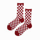 Trendy brand ulzzang Harajuku style black and white INS checkerboard Korean striped plaid national trend mid-tube pure cotton basketball socks