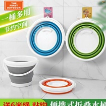 Folding bucket Large Number Home Fine Arts Travel onboard Vehicle with cover Outdoor Fishing Bucket Foldable Portable