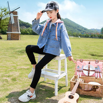 Autumn girl jacket middle child denim coat 14 childrens short jacket foreign spring and autumn clothes 13 years old