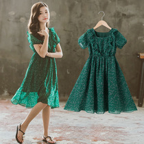 Girl dress 7 childrens short sleeve princess dress 8 little girl summer green 11 middle child chiffon skirt 12 years old
