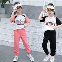 Summer 5 girls short sleeve Set 6 childrens leisure two-piece foreign thin 7 Chinese cotton T-shirt 10-year-old summer