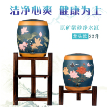 Ixing purple sand water cylinder ceramic water storage tank with tap tea cylinder large number of water pumping cylinder pile flower water cylinder filter tea water barrel