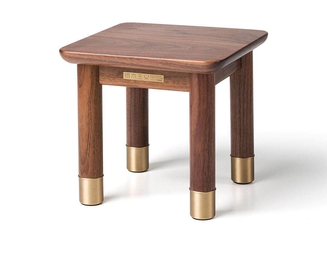 铜师傅 铜木主义 小板凳 美国黑胡桃原木 黄铜 零甲醛 木蜡油