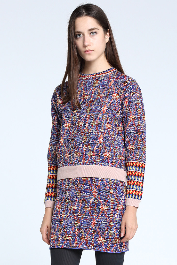 dazzle地素 15专柜 优雅拼接针织长袖毛衣251e419