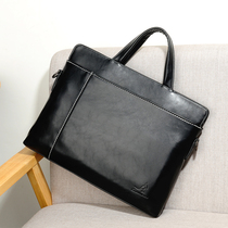 Handbag mens business leather soft leather shoulder crossbody bag Large capacity mens bag Casual hand-held briefcase men