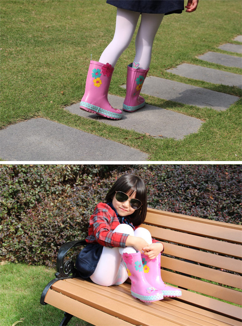 夜雨女童雨鞋儿童雨鞋公主学生宝宝小童水鞋套鞋胶鞋防滑儿童雨靴