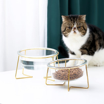 Cat Bowl Glass Inclined Opening Bowl Rack High Foot Neck Protection Large Caliber Cat Food Bowl Cat Food Basin Drinking Bowl Dog Bowl Pet Bowl