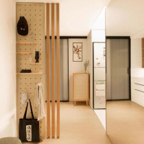 Solid Wood Japanese screen partition Nordic living room decoration modern simple entrance hall column hole board shelf